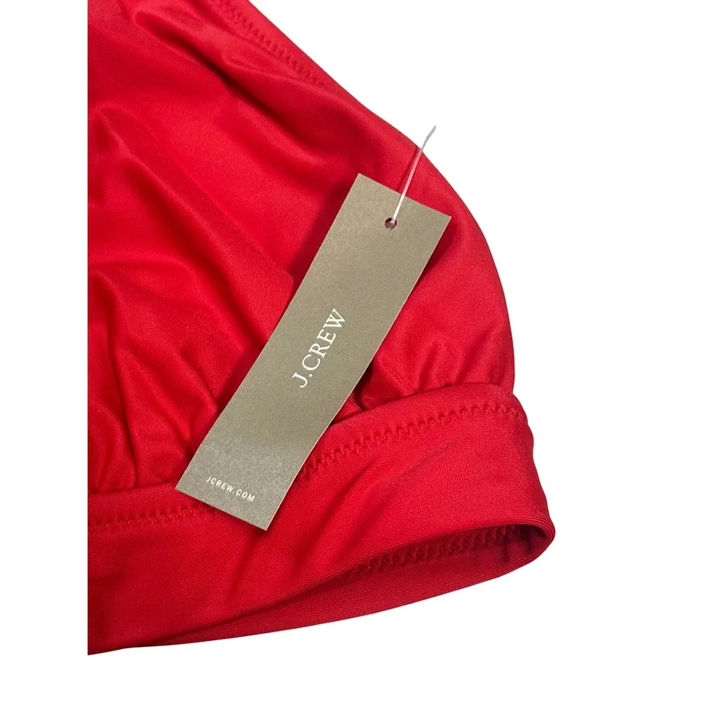 J. Crew Red Halter Bikini Top V Ruched Cups Size‎ Small - Picture 3 of 4